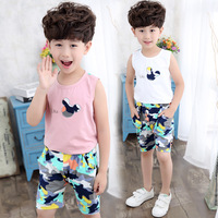 2016夏装新款韩版男童套装宝宝背心短裤两件套时尚儿童迷彩衣服潮