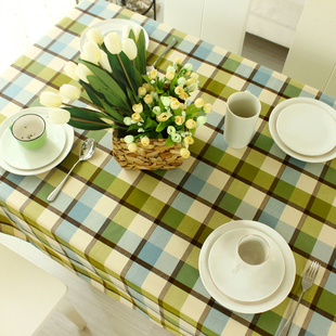 乐唯仕纯棉桌布布艺欧式绿色田园风格子台布餐桌布茶几布可定做制