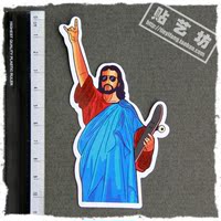 独家 摇滚耶稣 摇滚贴纸 吉他贴纸 个性贴纸 琴箱贴纸 朋克贴纸