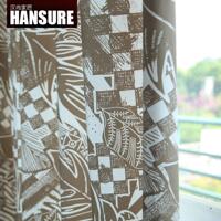 汉尚Cooleaf植物花卉落地窗国产窗帘布料成品高档客厅订做正品
