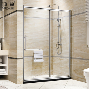 倾臣淋浴房整体钢化玻璃移门一字型简易隔断浴室沐浴房定制