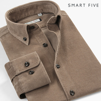 SmartFive 秋装新品复古纯色灯芯绒纯棉加厚衬衫男士休闲长袖衬衣