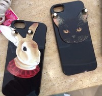 新款铆钉喵星人小黑猫兔子iphone6plus苹果6硅胶全包手机壳