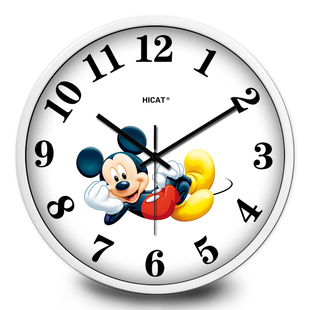 可爱卡通迪士尼米老鼠儿童房挂钟静音客厅卧室金属电子石英钟表