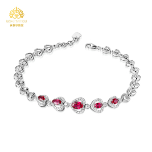 永泰华珠宝 1.5克拉红宝石手链 18K玫瑰金镶嵌钻石彩色宝石手串