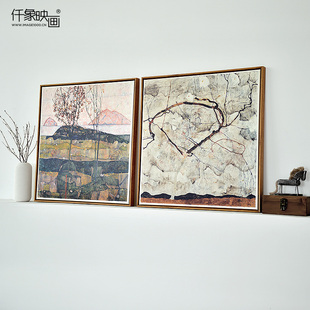 秋树席勒 欧式客厅油画装饰画现代简约壁画风景挂画餐厅有框墙画