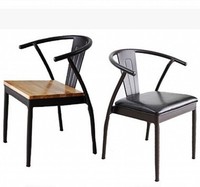 现货美式铁艺靠背餐桌椅休闲椅电脑椅 复古咖啡椅实木椅欧式家居