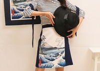 【清仓特价】然而原创神奈川海浪浮世绘半身高腰裙复古东瀛和风