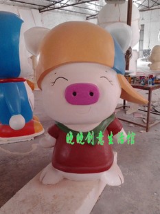 动物雕塑猪猪侠泡沫雕塑商场游乐园幼儿园卡通泡沫雕刻摆件布置