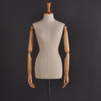 模特道具女半身包布带活动手臂服装展示模特衣架实木底座人台BW01