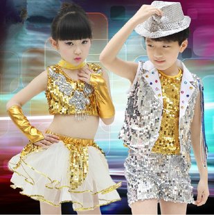 幼儿男女童亮片爵士舞街舞表演服六一儿童节新款舞台舞蹈演出服装