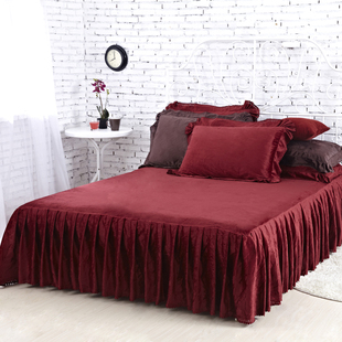 天鹅绒纯色床罩床裙1.2 1.5 1.8x2.2米加大2x2.2米可搭配被套枕套