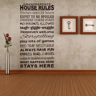 文字墙贴纸现代个性墙贴卧室床头可移除墙贴简约house rules欧式