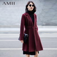 （预售）Amii[极简主义]2015冬新品修身翻领羊毛呢子外套11592137