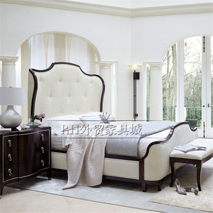 美式欧式现代实木新古典时尚软靠双人床卧床1.8米