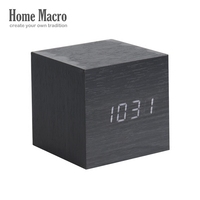 KARLSSON/黑色木框白色LED闹钟/荷兰进口台钟/欧洲简约Home Macro