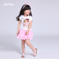 deesha笛莎童装2015夏季新品女童韩版公主百搭卡通可爱儿童T恤