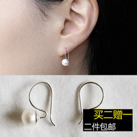 韩国定制S925纯银天然淡水珍珠耳钉防过敏简约时尚复古耳钩银首饰