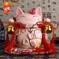 正版招财猫摆件 日本招桃花猫陶瓷存钱罐储蓄罐创意生日礼物家居