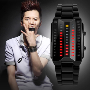 时刻美skmei男士个性创意LED学生手表潮流时尚电子表防水装饰潮表