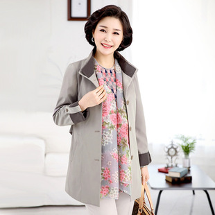 韩国中老年女装春秋装大码外套中年妈妈装秋季40-50岁大风衣上衣