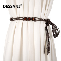 女民族风编织细腰带 木珠装饰波西米亚连衣裙子打结腰链腰绳裙带