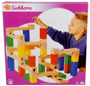 包邮 54件 滚珠轨道拼搭积木制儿童益智玩具 拼插游戏3-4-6岁