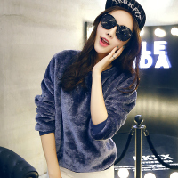 2015秋冬新款韩国明星同款大码女装蝙蝠袖宽松加厚毛绒绒卫衣外套