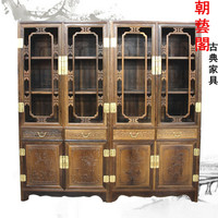 红木家具 鸡翅木书柜 清式书橱柜中式古董架储物柜 实木展示柜