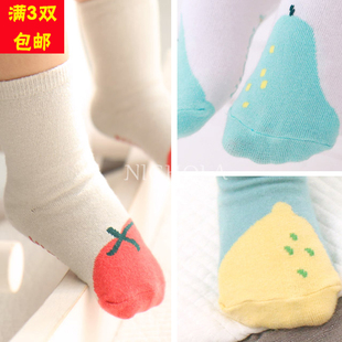 韩版春秋宝宝袜子儿童棉袜子0-1-2-3-4岁 婴儿水果松口袜
