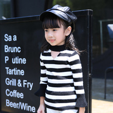 女童秋装新款韩版针织半高领女中小童套头衫上衣儿童季喇叭袖毛衣
