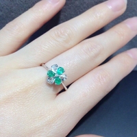 俊皇珠宝 14k白金k金戒指 祖母绿戒指 宝石戒指 钻石戒指