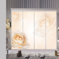移门贴纸 衣柜贴 定制 玻璃贴膜 客厅墙纸卧室橱柜门贴 玫瑰之约