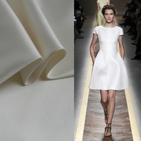 定制 重磅真丝羊毛布料 优雅纯白宽幅丝毛裙子外套礼服面料