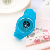 【天蓝色】EXO m exo k 官方标志 同款 周边 新款 硅胶 果冻手表