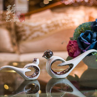 现代爱情鸟摆件陶瓷工艺品客厅床头柜创意家居装饰品摆设结婚礼物