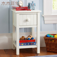 儿童房创意美式乡村床头柜 纯实木床头柜置物柜收纳柜储物柜 定制
