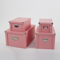 新品糖果色纸质收纳盒衣物收纳箱整理箱储物箱内衣粉色可折叠