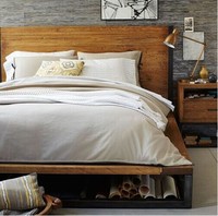 美式乡村loft复古铁艺床单双人床1.21.5 1.8米实木做旧宾馆床