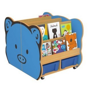 早教海基伦海绵宝宝猪兜兜造型儿童高档可折叠书架含盒子儿童书柜