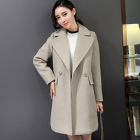 2015冬季新款女装韩版中长款加厚茧型毛呢外套女呢子大衣
