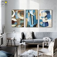 北欧简约客厅抽象装饰画现代三联幅挂画卧室沙发背景墙色块壁挂画