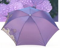 新款 变色龙防紫外线两片绣花伞折叠睛雨伞印花太阳伞