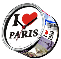 2014年冰箱贴挂钟法国巴黎【I Love PARIS】金属台钟/江浙沪包邮