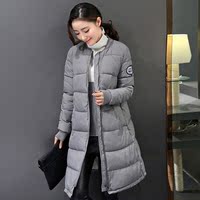 2015冬季新款韩版圆领中长款修身棉袄女款显瘦棉衣棉服外套