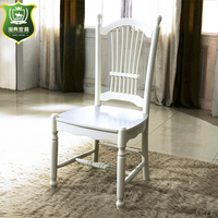 淘典 田园餐椅 实木餐桌椅 简约欧式白色书桌椅 韩式橡木扶手椅!