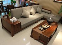 胡桃木核桃木全实木家具转角沙发 布艺沙发 贵妃沙发组合 3.5米