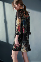 超美印花图案真丝尖货连衣裙 高端推荐优雅古典风七分袖 2015年夏