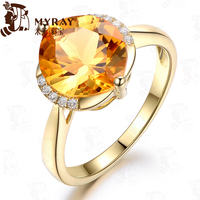 米莱珠宝  2.5克拉巴西黄水晶戒指女款 18k黄金镶钻石 彩色宝石Q