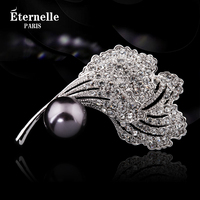 法国Eternelle水晶饰品高档珍珠胸花 生日礼物欧美时尚装饰胸针